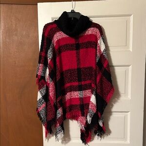Elegant Red and Black Plaid Women's Cape